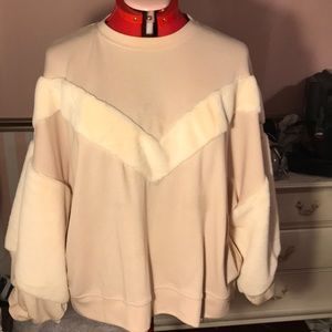 Zara faux fur pink sweater